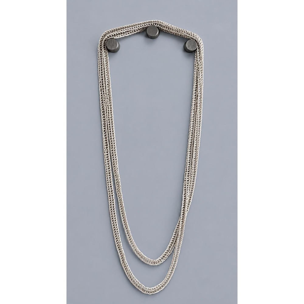 Estate Silver Tone Woven Chain Necklace Extra Long 72" Layering Wrap Necklace